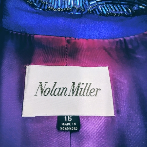 VINTAGE NOLAN MILLER STUNNING ROYAL PURPLE BEADED JACKET - Picture 4 of 12